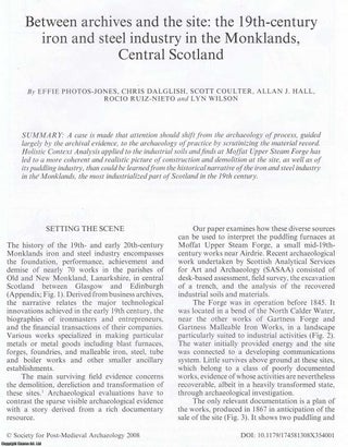 Item #365700 The 19th-century iron and steel industry in the Monklands, Central Scotland : Moffat...