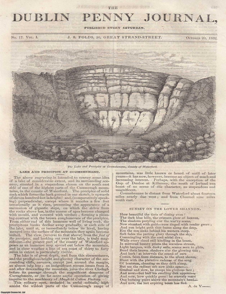 Item #365703 1832, Lake and Precipice at Coumshenane. Featured in a full weekly issue of the...