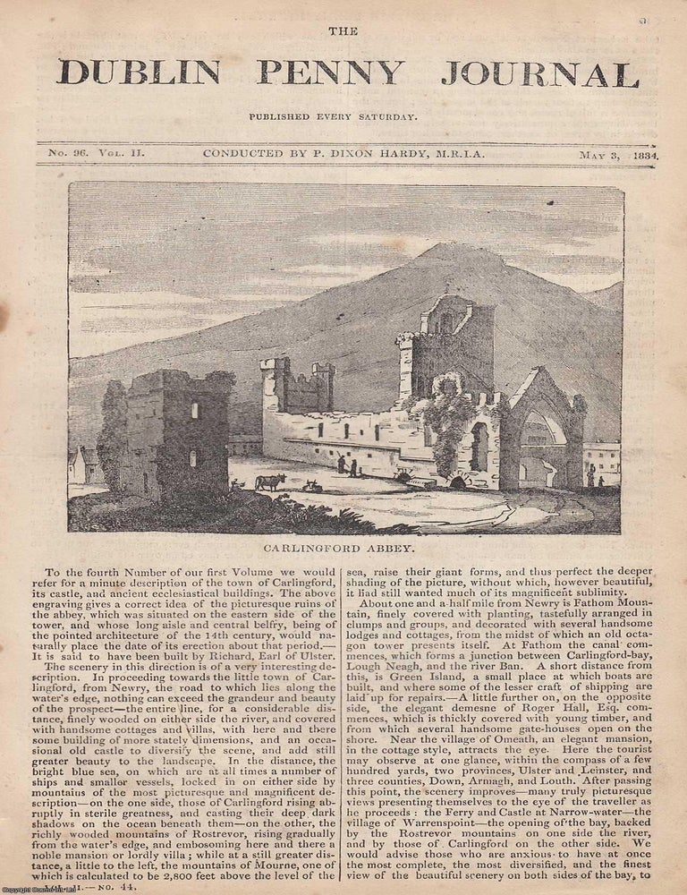 Item #365711 1834, Carlingford Abbey. Featured in a full weekly issue of the uncommon Dublin...