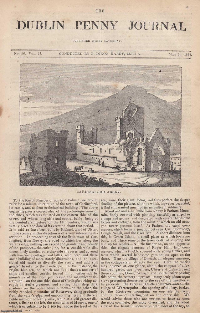 Item #365711 1834, Carlingford Abbey. Featured in a full weekly issue of the uncommon Dublin...