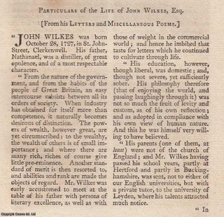 Particulars of the Life of John Wilkes. A rare original. JOHN WILKES.