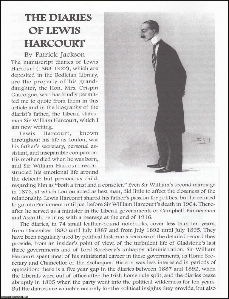 Item #365858 The Diaries of Lewis Harcourt. Part 1. An original article from The British Diarist...