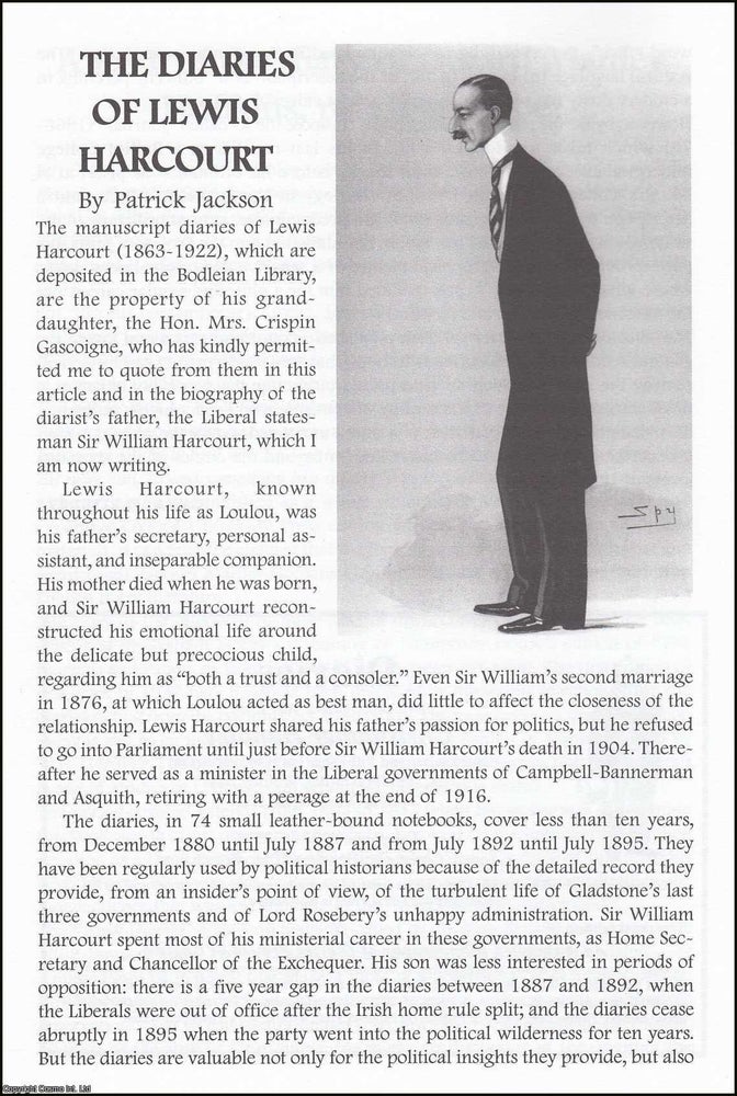 Item #365858 The Diaries of Lewis Harcourt. Part 1. An original article from The British Diarist...