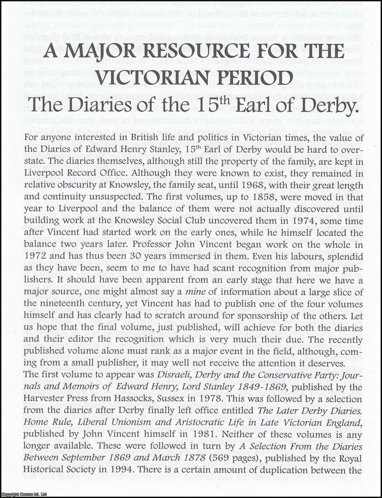 Item #365871 The Diaries of the 15th Earl of Derby. An original article from The British Diarist...