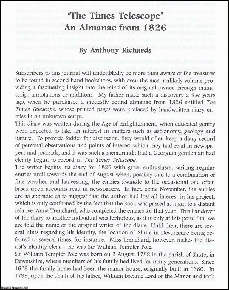 Item #365876 The Times Telescope. An Almanac from 1826. An original article from The British...