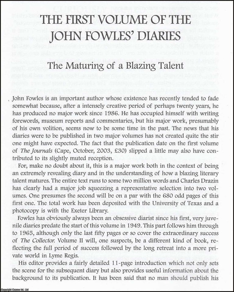 Item #365877 The First Volume of the John Fowles' Diaries. An original article from The...