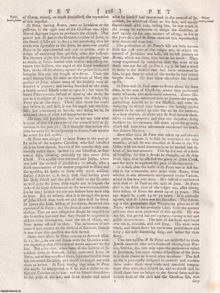 Peter the apostle. A rare original article from the Encyclopaedia Britannica, Edinburgh Edition 1797. THE APOSTLE PETER.