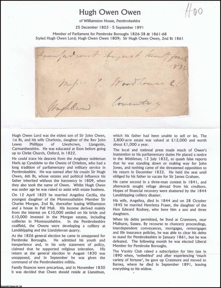 Item #365924 Hugh Owen Owen of Williamston House, Pembrokeshire, 25 December 1803 - 5 September...