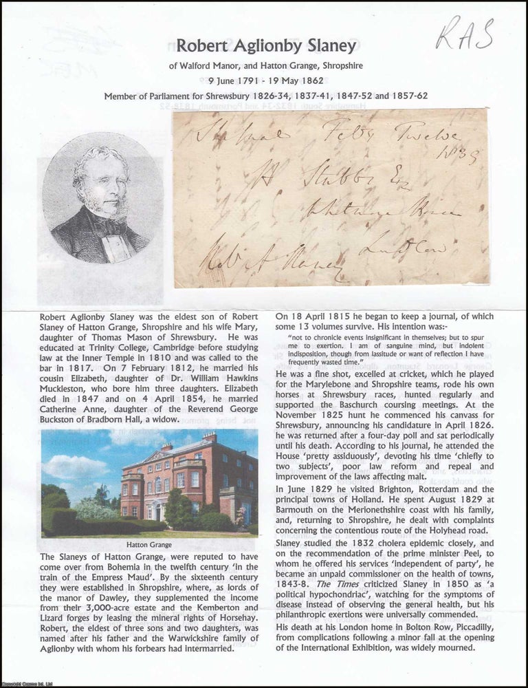 Item #365930 Robert Aglionby Slaney of Walford Manor, and Hatton Grange, Shropshire, 9 June 1791...