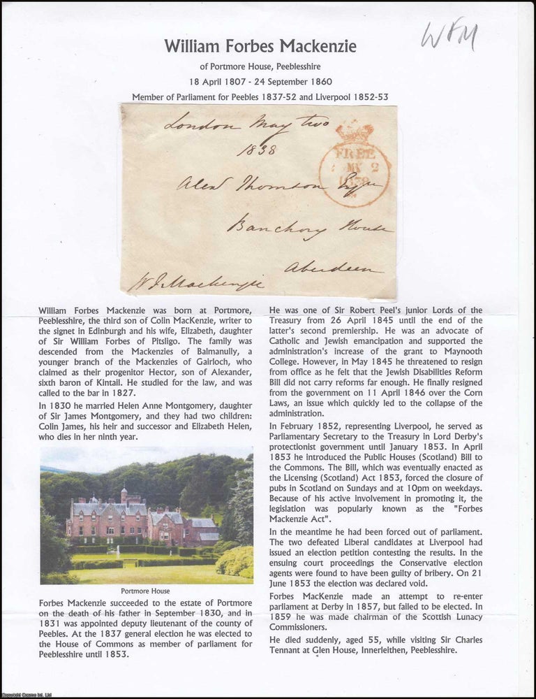 Item #365933 William Forbes Mackenzie of Portmore House, Peeblesshire, 18 April 1807 - 24...