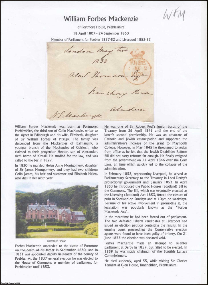 Item #365933 William Forbes Mackenzie of Portmore House, Peeblesshire, 18 April 1807 - 24...