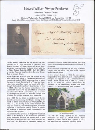 Item #365937 Edward William Wynne Pendarves of Pendarves, Camborne, Cornwall, 6 April 1775 - 26...