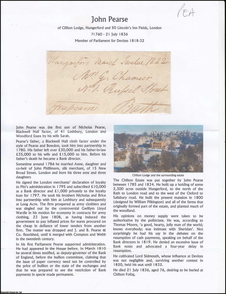 Item #365941 John Pearse of Clifton Lodge, Hungerford and 50 Lincoln's Inn Fields, London,...
