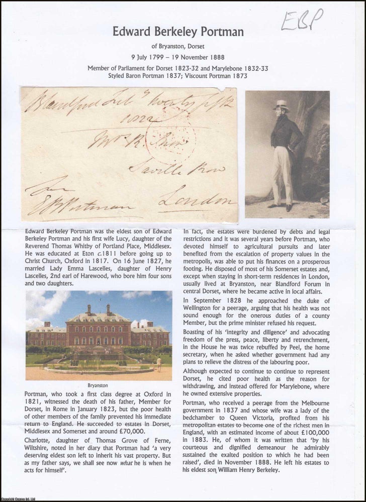 Item #365950 Styled Baron Portman, 1837 ; Viscount Portman, 1873. Edward Berkeley Portman of...