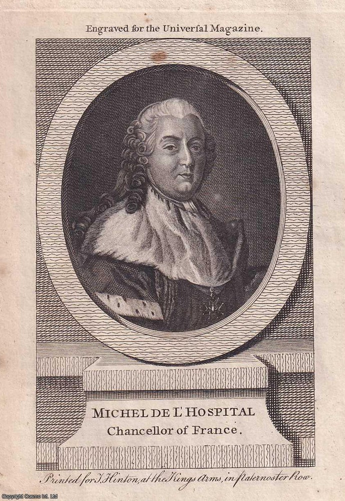 Item #365969 Portrait of Chancellor L'Hospital. Michel de L'Hospital, Chancellor of...