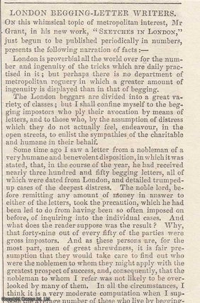 Item #366001 1837. London Begging Letter Writers. FEATURED in Chambers' Edinburgh Journal. A...