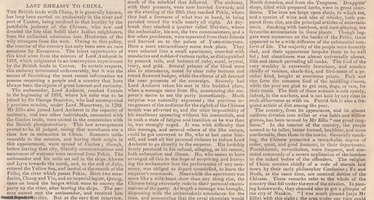 Item #366015 1837. Embassy to China, under Lord Amherst. FEATURED in Chambers' Edinburgh...
