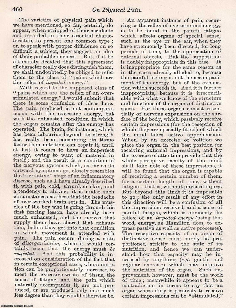 Item #366041 On Physical Pain. 7 pages. An article printed in 1863, written by Francis Edmund...