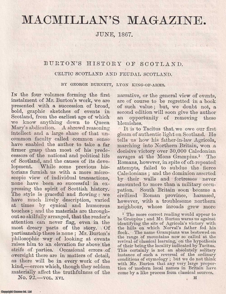Item #366064 Burton's History of Scotland : Celtic Scotland and Feudal Scotland. 14 pages....
