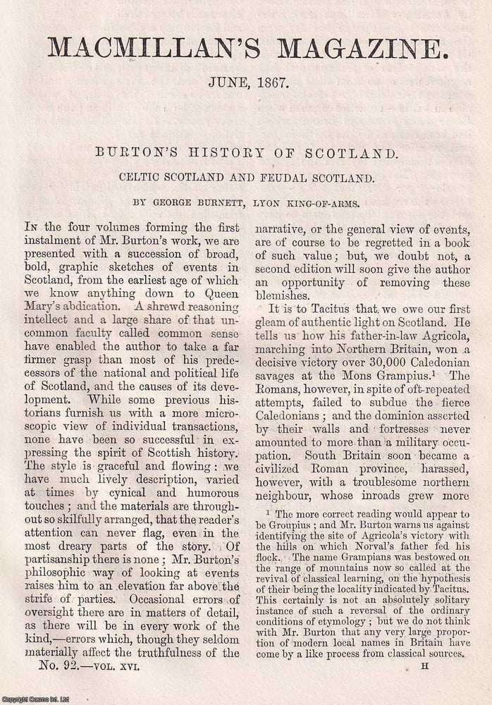 Item #366064 Burton's History of Scotland : Celtic Scotland and Feudal Scotland. 14 pages....