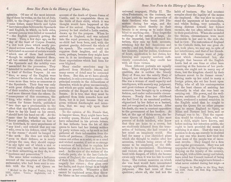 Item #366077 Some New Facts in the History of Queen Mary. 12 pages. An article printed in 1868,...