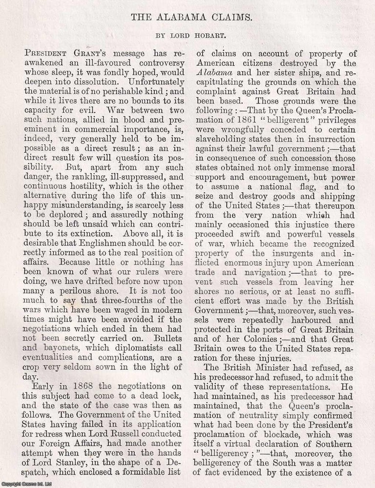 Item #366089 The Alabama Claims (American Civil War). An original article from Macmillan's...
