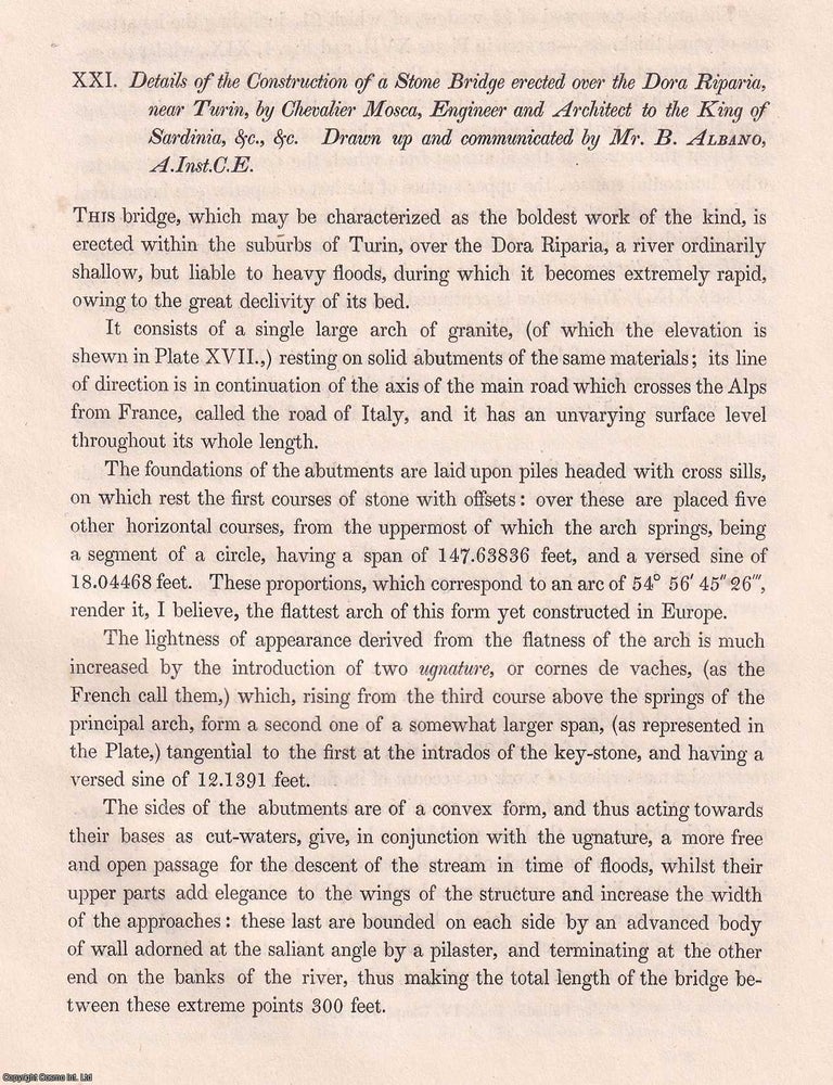 Item #366151 Details of the Construction of a Stone Bridge erected over the Dora Riparia, near...