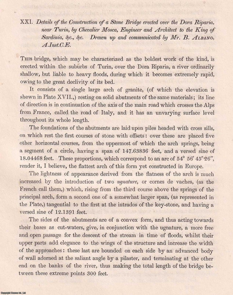 Item #366151 Details of the Construction of a Stone Bridge erected over the Dora Riparia, near...