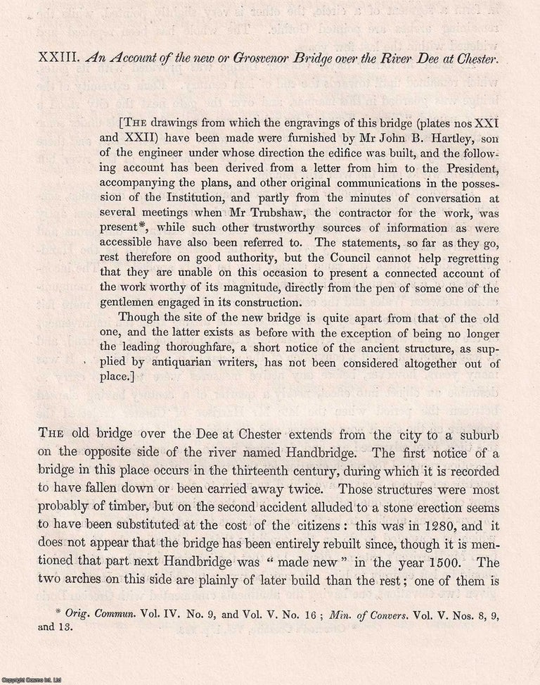 Item #366153 An Account of the new or Grosvenor Bridge over the River Dee at Chester. An original...