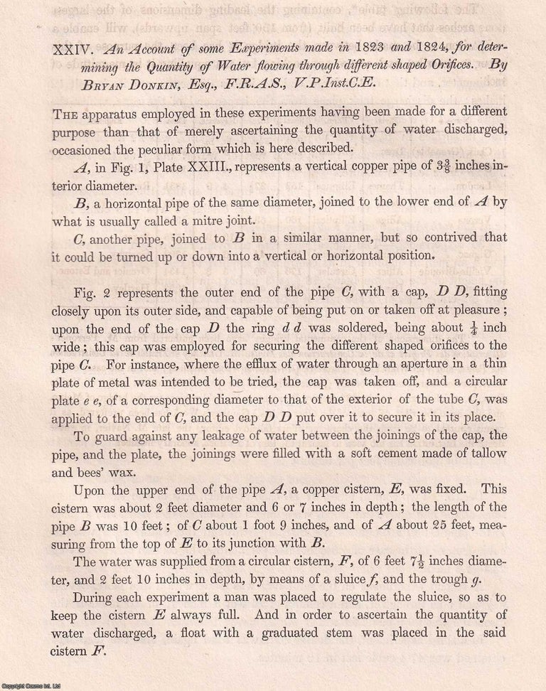 Item #366154 An Account of some Experiments made in 1823 and 1824, for determining the Quantity...