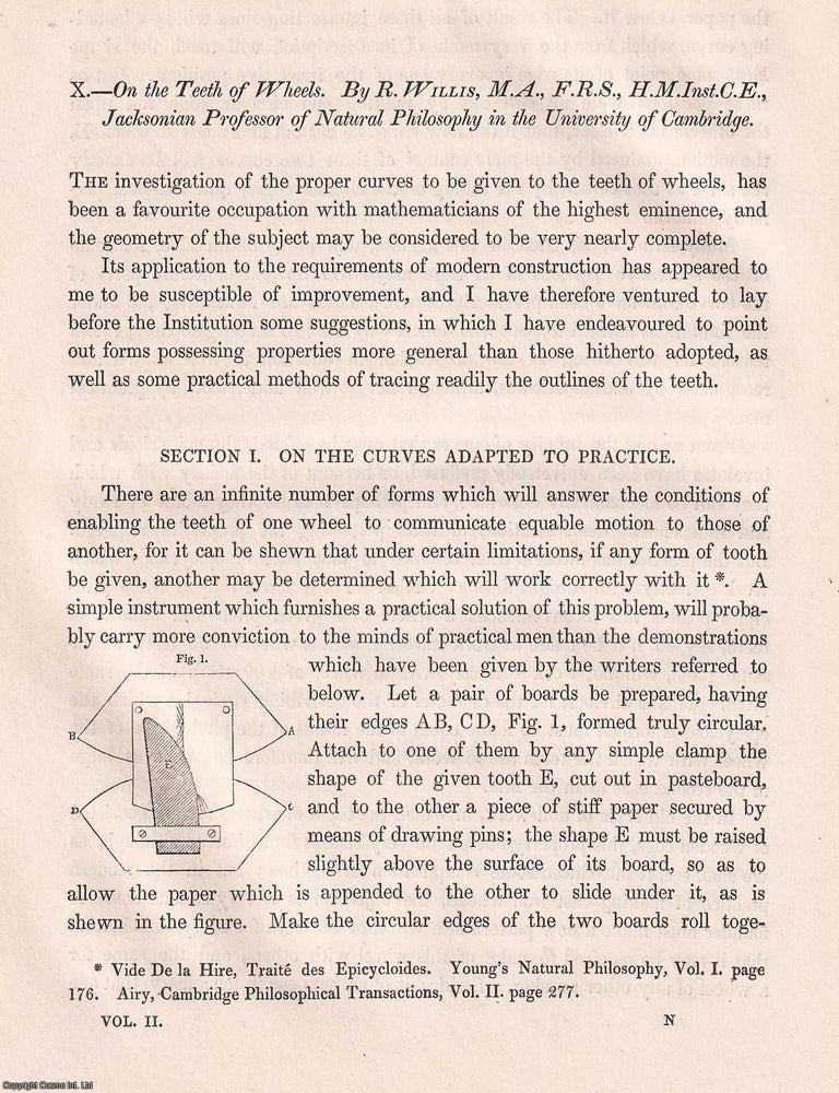 Item #366168 On the Teeth of Wheels. An original article from Transactions of the Institution of...