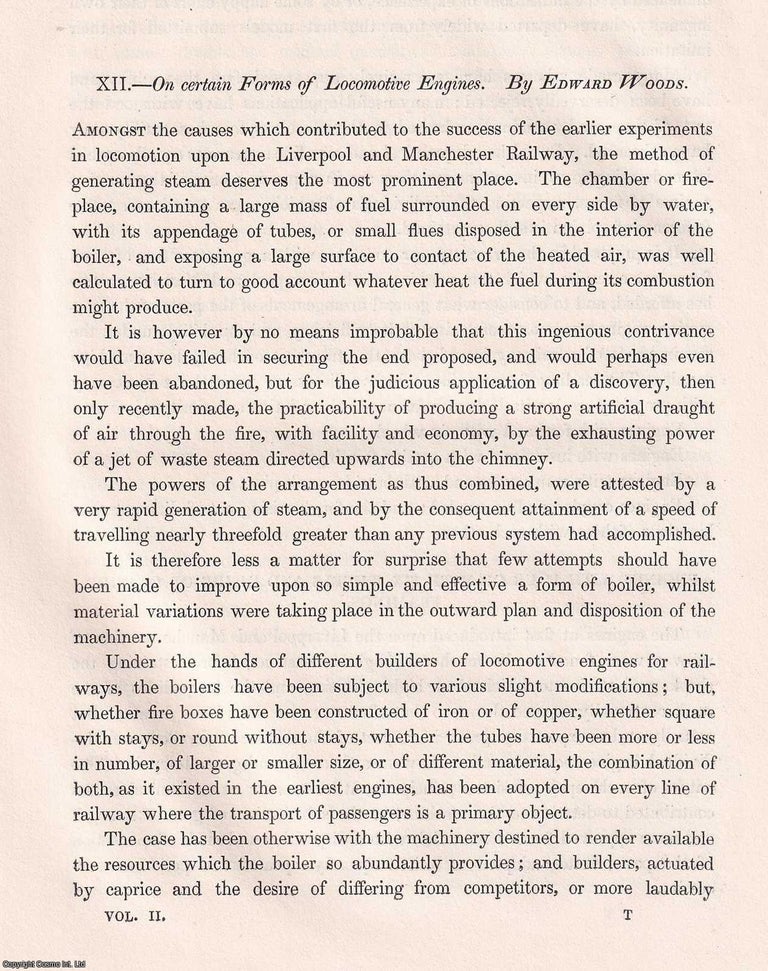 Item #366170 On certain Forms of Locomotive Engines. An original article from Transactions of the...