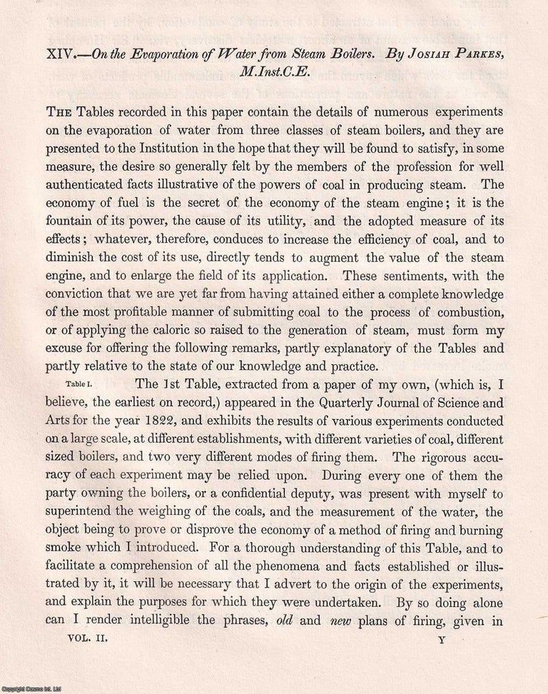 Item #366172 On the Evaporation of Water from Steam Boilers. An original article from...