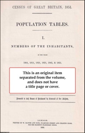 Item #366203 Scotland in the years 1801, 1811, 1821, 1831, 1841, & 1851. Population Tables,...