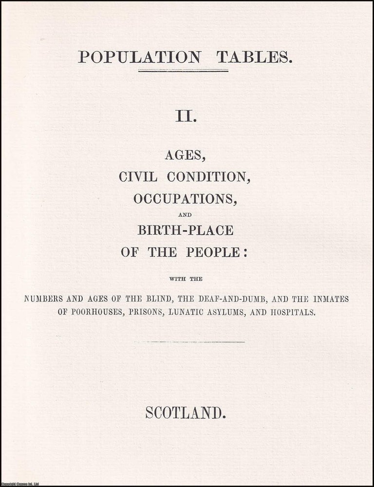 Item #366227 1851 Scotland. Population Tables: Ages, Civil Condition, Occupations, &...