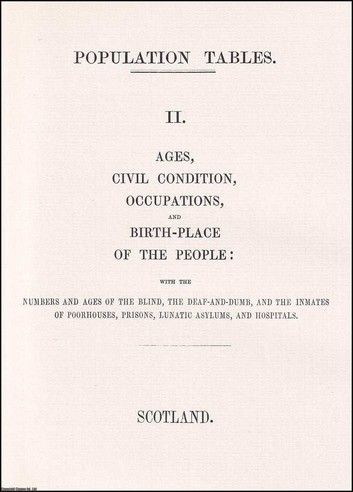 Item #366227 1851 Scotland. Population Tables: Ages, Civil Condition, Occupations, &...