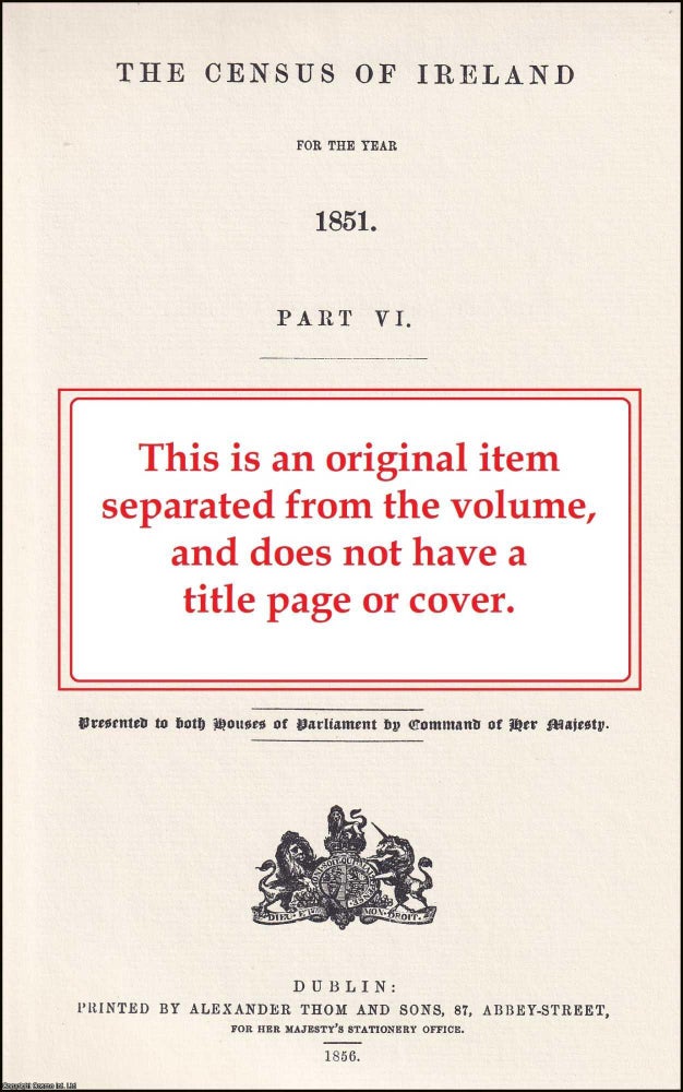 Item #366235 Census of Ireland 1851. City of Kilkenny; General Table, Table of...
