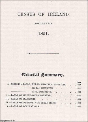 Item #366277 Census of Ireland 1851. General Summary. HISTORICAL RECORDS