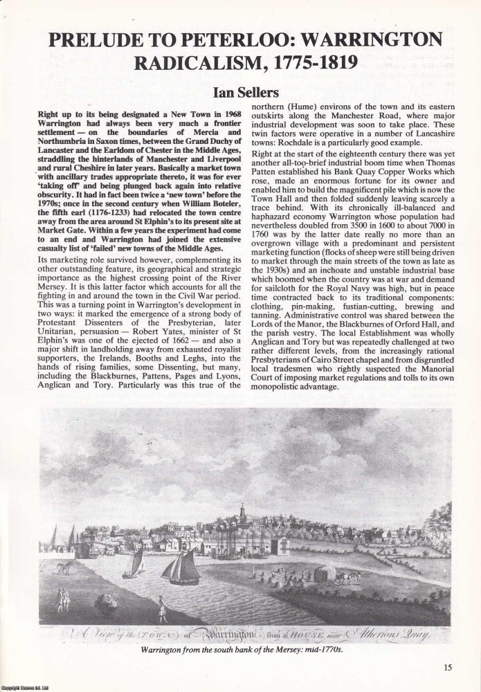 Item #366312 Peterloo Massacre : Prelude to Peterloo: Warrington Radicalism, 1775-1819. An...