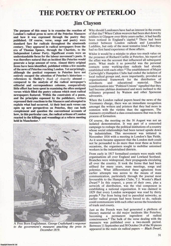 Item #366314 Peterloo Massacre : The Poetry of Peterloo. An original article from Manchester...