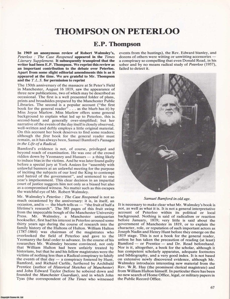 Item #366319 Peterloo Massacre : Thompson on Peterloo. An original article from Manchester Region...