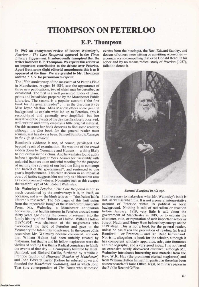 Item #366319 Peterloo Massacre : Thompson on Peterloo. An original article from Manchester Region...