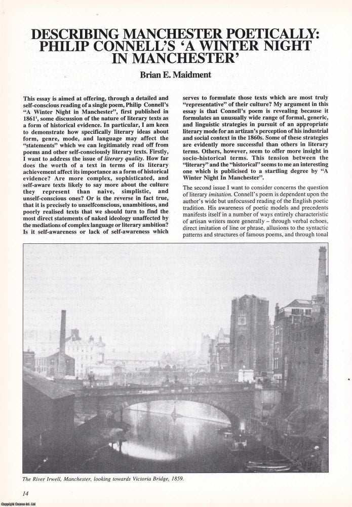 Item #366331 Describing Manchester Poetically: Philip Connell's 'A Winter Night in...
