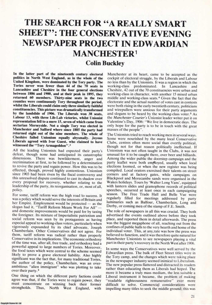 Item #366346 The Search for A Really Smart Sheet: The Conservative Evening Newspaper Project in...