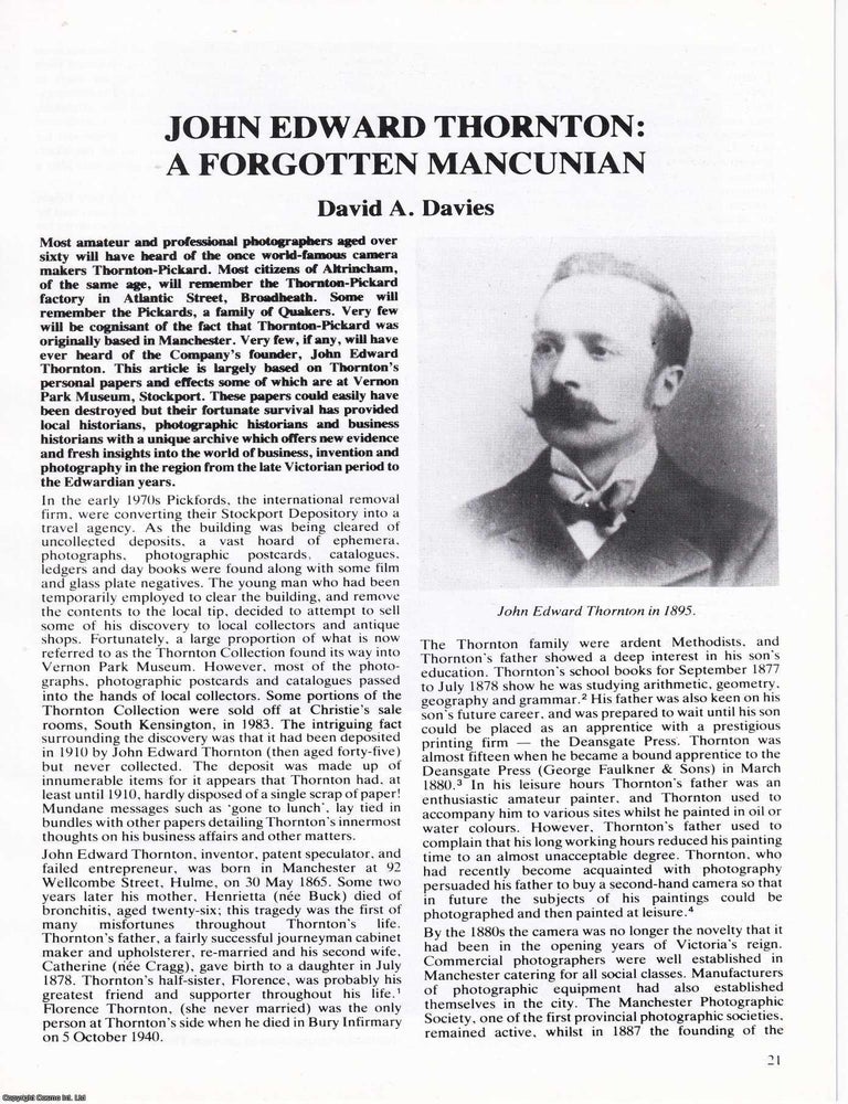Item #366397 Photography: John Edward Thornton. A Forgotten Mancunian. An original article from...