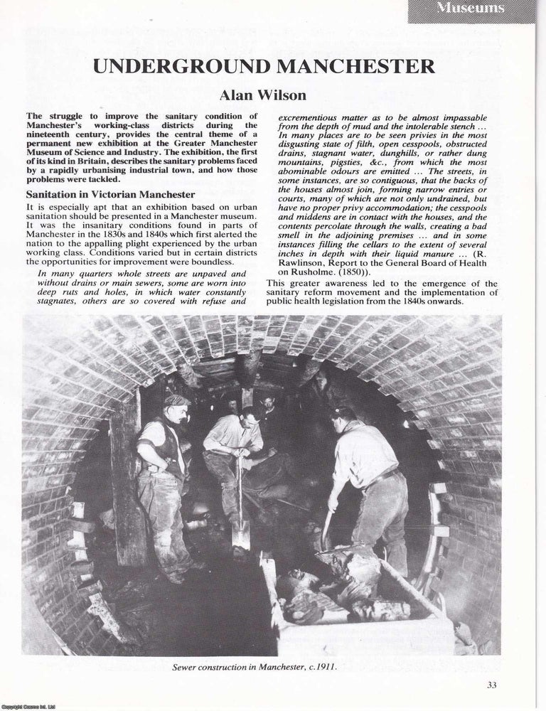 Item #366398 Underground Manchester; Sanitary Conditions. An original article from Manchester...