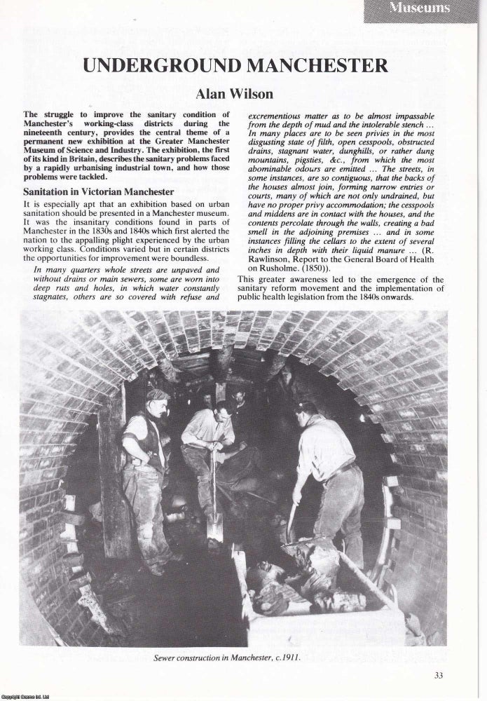 Item #366398 Underground Manchester; Sanitary Conditions. An original article from Manchester...
