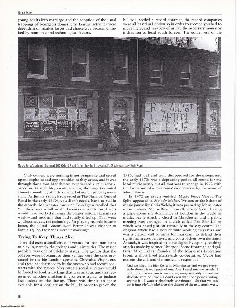 Item #366418 Musicians' Co-Operative: Music Force. An original article from North West...