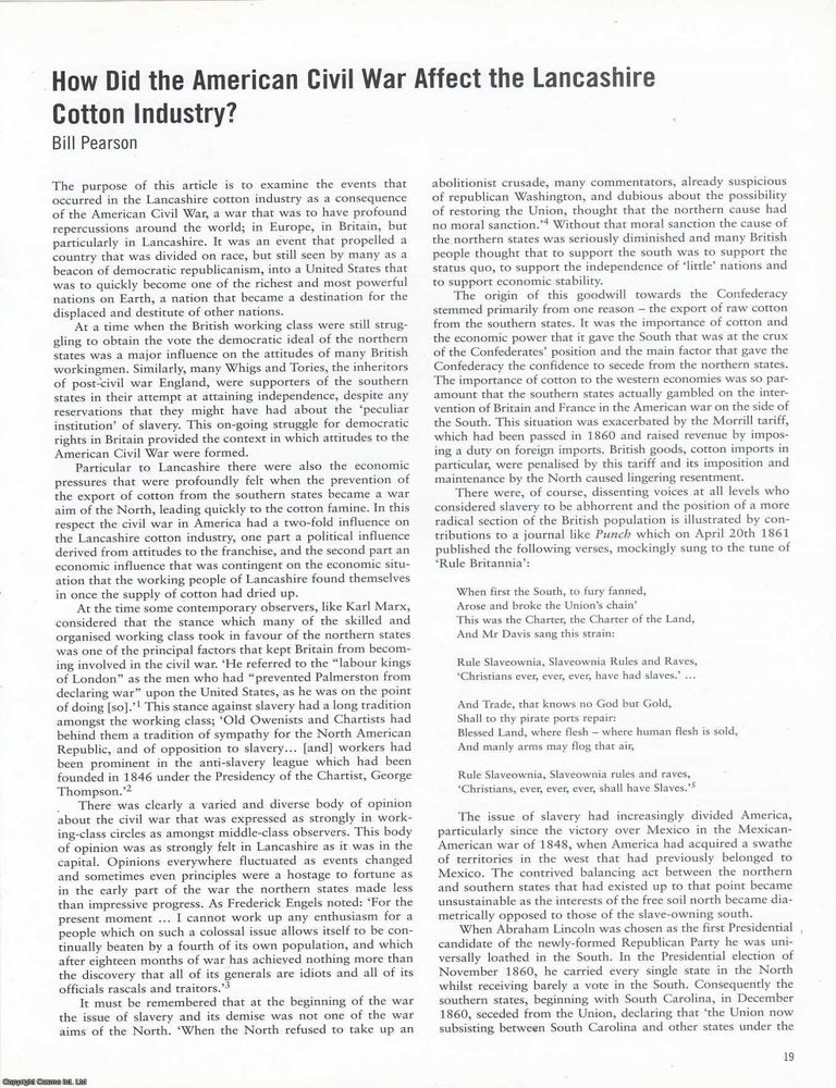Item #366455 How did the American Civil War Affect the Lancashire Cotton Industry ? An original...
