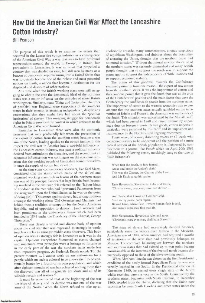 Item #366455 How did the American Civil War Affect the Lancashire Cotton Industry ? An original...